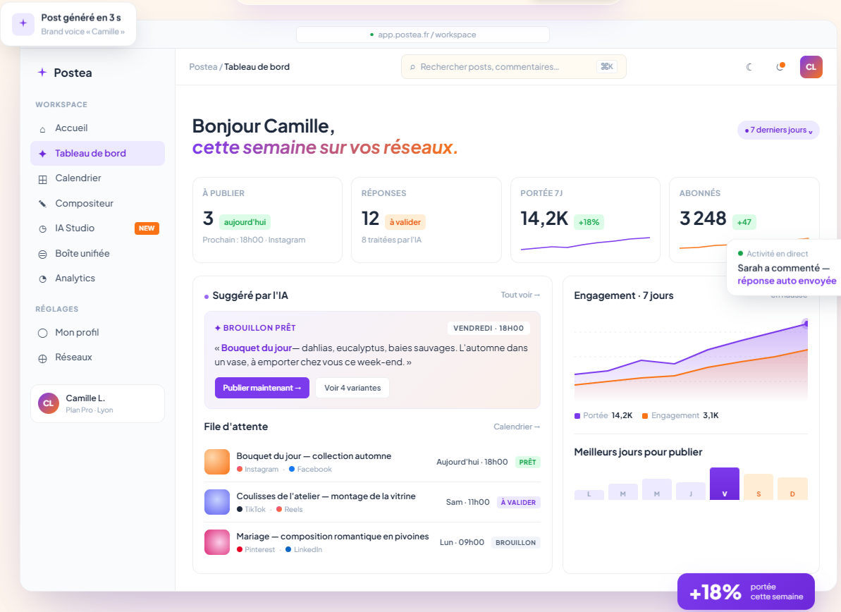 Application Postea — version ordinateur